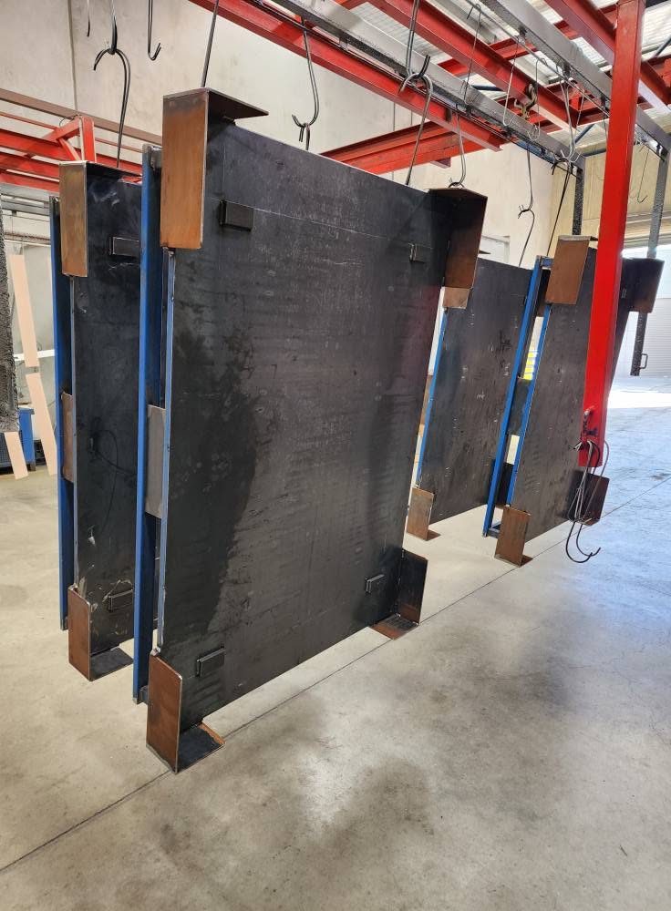 Powder coating project photographed inside the Taren Point workshop